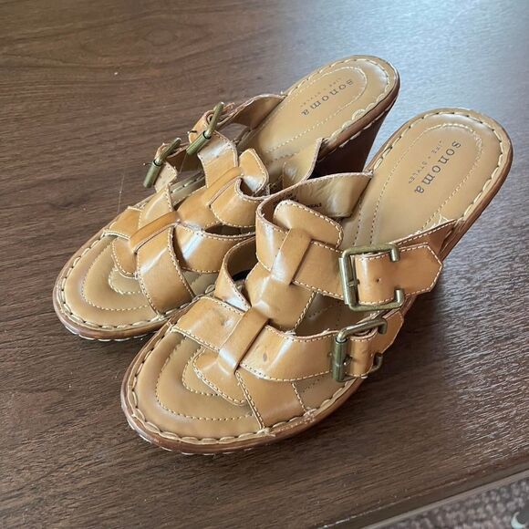 Sonoma Goods for Life Heels Sandals Women's 8.5 Tan and Brown - Picture 1 of 7